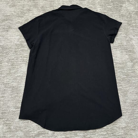 Shein Shirt Womens 4XL Black Button Front Short Sleeve Cotton Top Plus Tunic - Picture 5 of 11